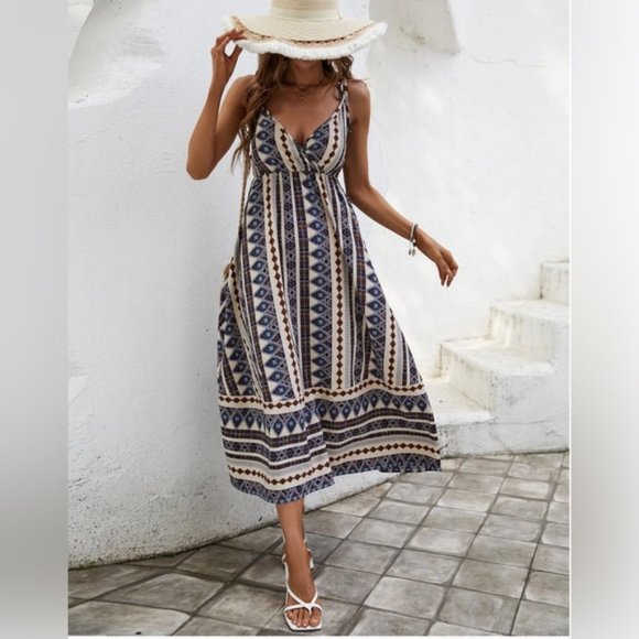 Boho Print Ruffle Hem Cami Dress - Picture 3 of 6